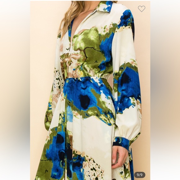 Elegant Blue and Green Maxi Dress preloved - Picture 9 of 9